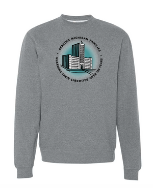 Unisex Custom Sweatshirt - Grey Crewneck Circle Print | Detroit Free Press