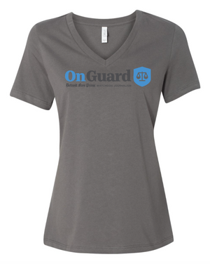 Women's Custom T-Shirt - Dark Grey V-Neck On Guard Print | Detroit Free Press