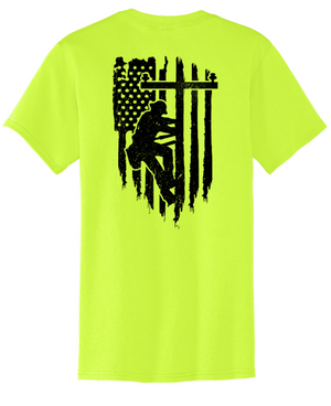 Adult Unisex T-Shirt - Pocket - Safety Green | Tri-County IBEW Local 876