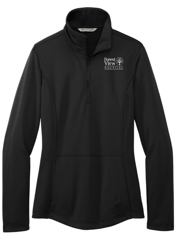 Forest View Hospital Apparel - Women's Smooth Fleece Quarter Zip (Dk Grey, Navy)