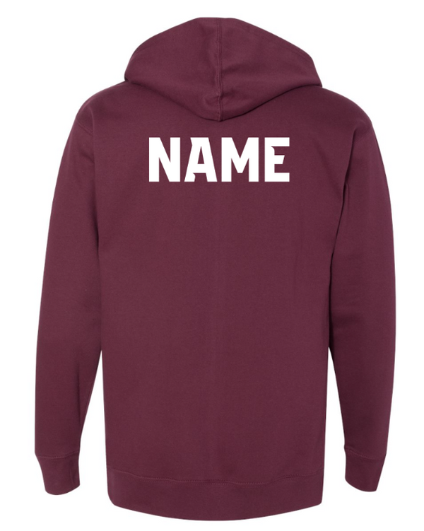 Okemos Softball Club - Adult Midweight Hooded Sweatshirt-Maroon/Grey -- (Name Optional)