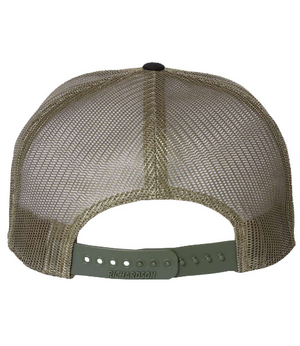 Custom Printed Apparel | BSB Hats - Seven - Panel Trucker Cap Black/Camo/Loden - BSB Hats - 17700