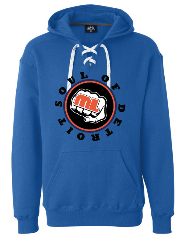 Soul of Detroit - Sport Lace Hooded Sweatshirt (Grey / Royal)