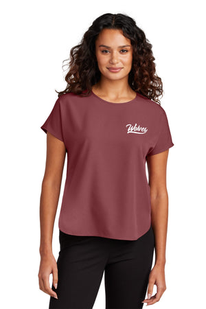 Okemos Fall Staff Shop Crewneck Rosewood front view