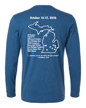 LA Dragons Fall Tournament 2026 Long Sleeve Heather Cool Blue back view