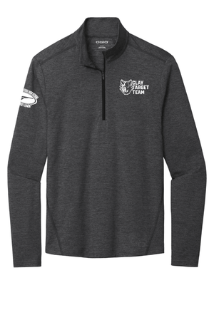 Custom Printed Apparel | Adult Unisex Custom 1/4 Zip - Black Heather Stay - Cool Stretch | Okemos Clay Target Team - Okemos Clay Target - 19202