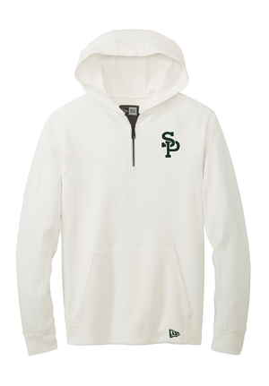 Custom Printed Apparel | Adult Unisex Custom 1/4 Zip - White Hooded New Era | St. Patrick Baseball/Softball - SP Baseball Softball - 19209/19212