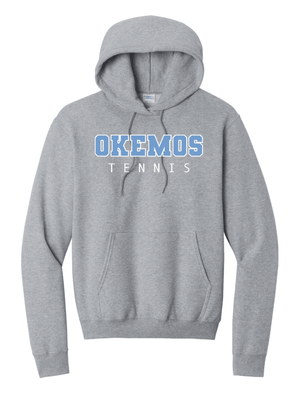 Custom Printed Apparel | Adult Unisex Custom Hoodie - Athletic Heather | Okemos Tennis - Okemos Tennis - 19219