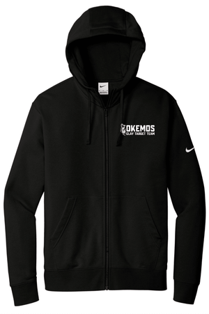 Custom Printed Apparel | Adult Unisex Custom Hoodie - Black Nike Full Zip | Okemos Clay Target Team - Okemos Clay Target - 19202