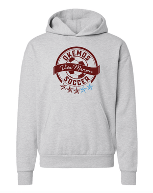 Custom Printed Apparel | Adult Unisex Custom Hoodie - Heather Grey Oversized Fit | Okemos Girls Soccer - Okemos Soccer - 19319