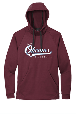 Custom Printed Apparel | Adult Unisex Custom Hoodie - Maroon Nike Therma - FIT | Okemos Baseball - Okemos Baseball 26 R1 - 19118
