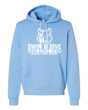 Custom Printed Apparel | Adult Unisex Custom Hoodie | Okemos Swim & Dive 2026 State Team - OHS 26 State Swim - 19040