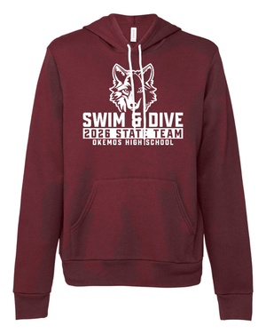 Custom Printed Apparel | Adult Unisex Custom Hoodie | Okemos Swim & Dive 2026 State Team - OHS 26 State Swim - 19040