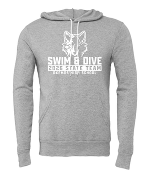 Custom Printed Apparel | Adult Unisex Custom Hoodie | Okemos Swim & Dive 2026 State Team - OHS 26 State Swim - 19040