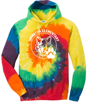 Custom Printed Apparel | Adult Unisex Custom Hoodie - Rainbow Tie Dye | Hiawatha Elementary - Hiawatha - 19349