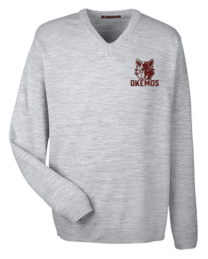 Custom Printed Apparel | Adult Unisex Custom Sweater - Grey V - Neck | Okemos Staff - Okemos Staff S26 - 19087