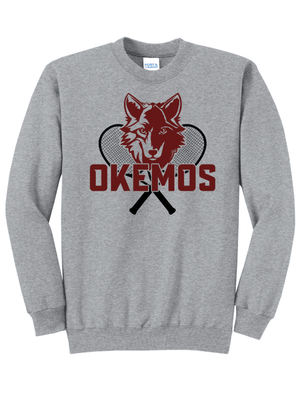 Custom Printed Apparel | Adult Unisex Custom Sweatshirt - Athletic Heather Crewneck | Okemos Tennis - Okemos Tennis - 19219