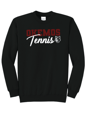 Custom Printed Apparel | Adult Unisex Custom Sweatshirt - Black Crewneck | Okemos Tennis - Okemos Tennis - 19219