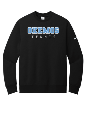 Custom Printed Apparel | Adult Unisex Custom Sweatshirt - Black Nike Crewneck |Okemos Tennis - Okemos Tennis - 19219