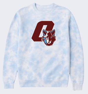 Custom Printed Apparel | Adult Unisex Custom Sweatshirt - Blue Tie Dye Crewneck | Cornell Elementary - Cornell - 19125