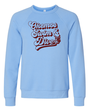 Custom Printed Apparel | Adult Unisex Custom Sweatshirt - Cursive Design | Okemos Swim & Dive - Okemos Swim - 19007