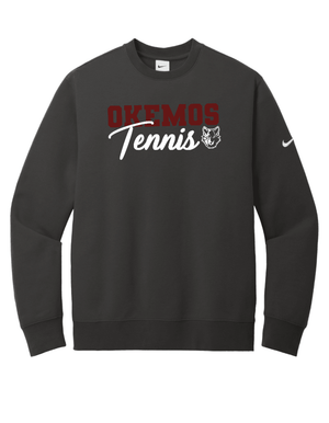 Custom Printed Apparel | Adult Unisex Custom Sweatshirt - Dark Grey Nike Crewneck | Okemos Tennis - Okemos Tennis - 19219