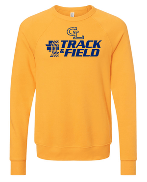 Custom Printed Apparel | Adult Unisex Custom Sweatshirt - Gold Raglan Crewneck | Grand Ledge Track & Field - GL T&F 26 - 19005