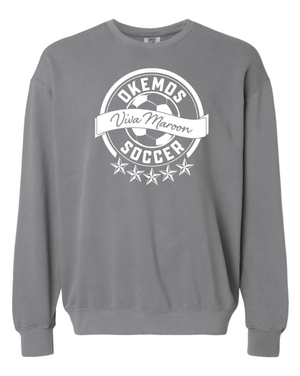 Custom Printed Apparel | Adult Unisex Custom Sweatshirt - Grey Crewneck | Okemos Girls Soccer - Okemos Soccer - 19319