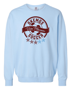 Custom Printed Apparel | Adult Unisex Custom Sweatshirt - Light Blue Crewneck | Okemos Girls Soccer - Okemos Soccer - 19319
