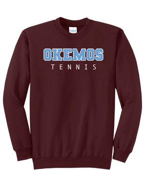 Custom Printed Apparel | Adult Unisex Custom Sweatshirt - Maroon Crewneck | Okemos Tennis - Okemos Tennis - 19219