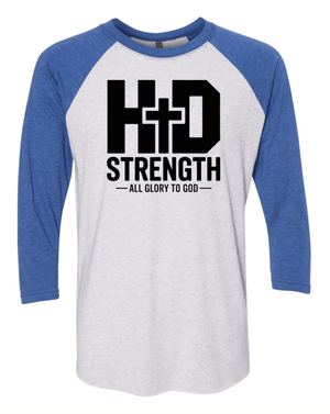 Custom Printed Apparel | Adult Unisex Custom T-Shirt - 3/4 Sleeve Raglan Style | HD Strength - HD Strength - 19131