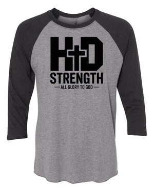 Custom Printed Apparel | Adult Unisex Custom T-Shirt - 3/4 Sleeve Raglan Style | HD Strength - HD Strength - 19131