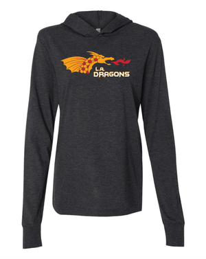 Custom Printed Apparel | Adult Unisex Custom T-Shirt - Black Heather Hooded Long Sleeve | LA Dragons - LA Dragons - 19284