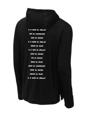 Custom Printed Apparel | Adult Unisex Custom T-Shirt - Black Hooded Long Sleeve | Portland MS Track & Field - Portland MS T&F - 19117