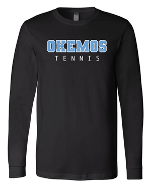 Custom Printed Apparel | Adult Unisex Custom T-Shirt - Black Long Sleeve | Okemos Tennis - Okemos Tennis - 19219