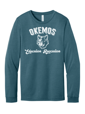 Custom Printed Apparel | Adult Unisex Custom T-Shirt - Blue Long Sleeve | Okemos Staff - Okemos Staff S26 - 19087
