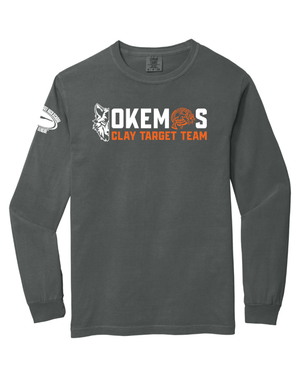 Custom Printed Apparel | Adult Unisex Custom T-Shirt - Comfort Colors Heavyweight Long Sleeve | Okemos Clay Target Team - Okemos Clay Target - 19202