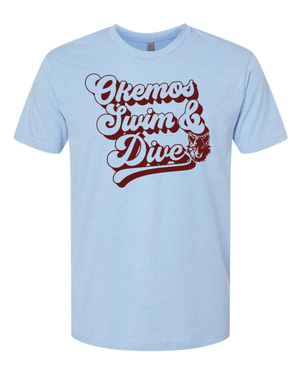 Custom Printed Apparel | Adult Unisex Custom T-Shirt - Cursive Design | Okemos Swim & Dive - Okemos Swim - 19007