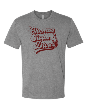 Custom Printed Apparel | Adult Unisex Custom T-Shirt - Cursive Design | Okemos Swim & Dive - Okemos Swim - 19007