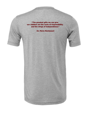 Custom Printed Apparel | Adult Unisex Custom T-Shirt - Grey Heather | Okemos Public Montessori - OPM Spring - 19289