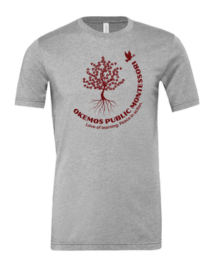 Custom Printed Apparel | Adult Unisex Custom T-Shirt - Grey Heather | Okemos Public Montessori - OPM Spring - 19289