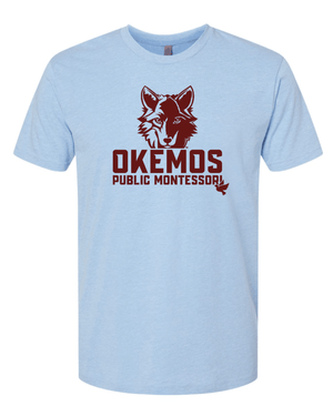 Custom Printed Apparel | Adult Unisex Custom T-Shirt - Light Blue | Okemos Public Montessori - OPM Spring - 19289