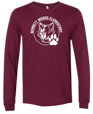 Custom Printed Apparel | Adult Unisex Custom T-Shirt - Long Sleeve Class Colors | Bennett Woods Elementary - Bennett Woods - 19184