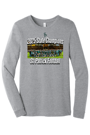 Custom Printed Apparel | Adult Unisex Custom T-Shirt - Long Sleeve | St. Patrick Football - 2025 State Champs - SP Football State Champs - 18873