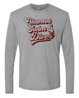 Custom Printed Apparel | Adult Unisex Custom T-Shirt - Long Sleeve Triblend | Okemos Swim & Dive - Okemos Swim - 19007