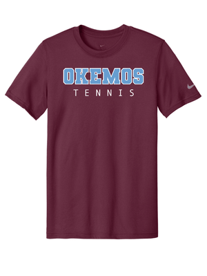 Custom Printed Apparel | Adult Unisex Custom T-Shirt - Maroon Nike | Okemos Tennis - Okemos Tennis - 19219