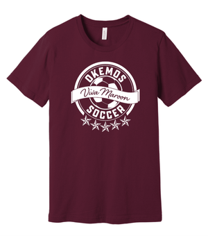 Custom Printed Apparel | Adult Unisex Custom T-Shirt - Maroon | Okemos Girls Soccer - Okemos Soccer - 19319