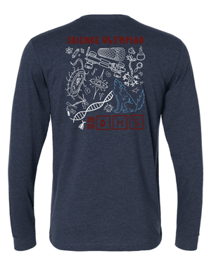Custom Printed Apparel | Adult Unisex Custom T-Shirt - Navy Heather Long Sleeve | OHS Science Olympiad - OHS Scioly - 19073