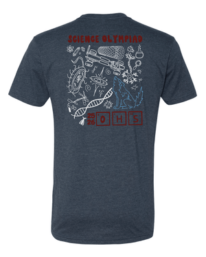 Custom Printed Apparel | Adult Unisex Custom T-Shirt - Navy Heather | OHS Science Olympiad - OHS Scioly - 19073