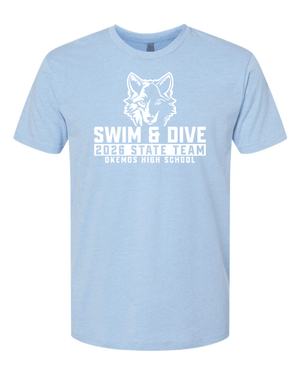 Custom Printed Apparel | Adult Unisex Custom T-Shirt | Okemos Swim & Dive 2026 State Team - OHS 26 State Swim - 19040